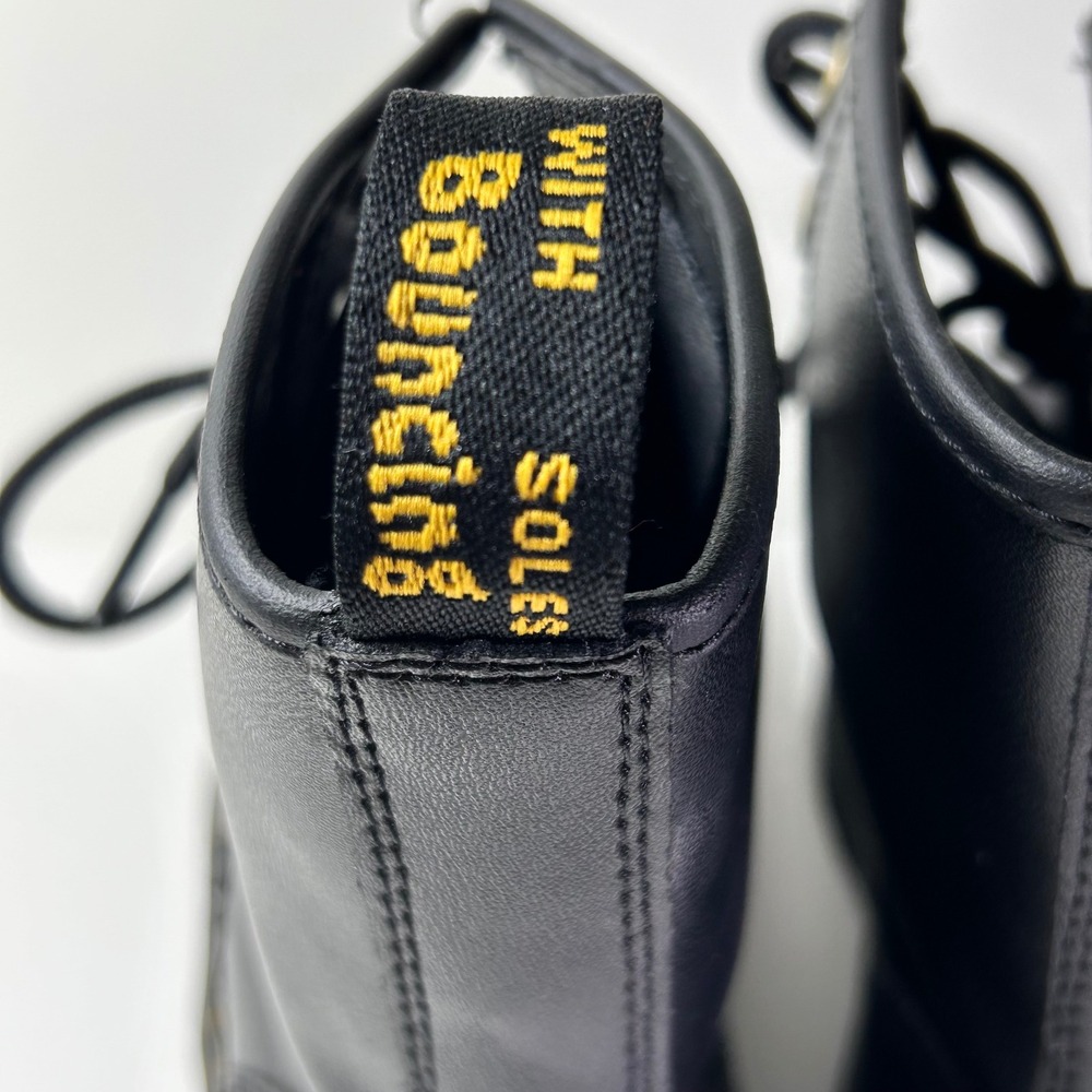 Dr. Martens Zavala Black Leather Combat Boots Gold Eyelets Womens 7 AW004 - Picture 8 of 14